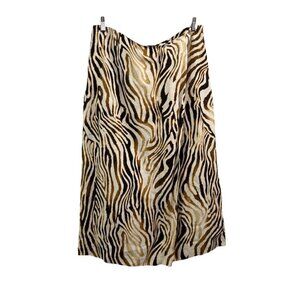 Evan Picone Linen Animal Print Mid Lebgth Skirt Wrap Size 12